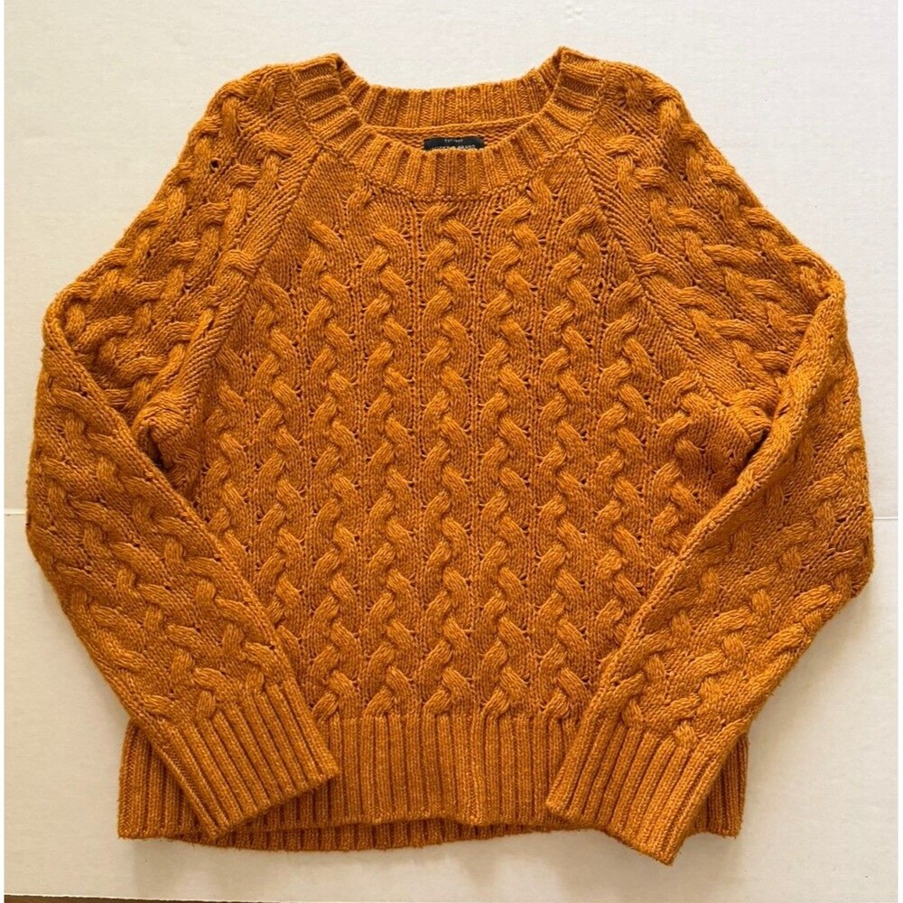 Lucky Brand XL Women’s Quinn Gold Sweater Cable Knit Crew Neck Long Sleeve - Picture 2 of 9